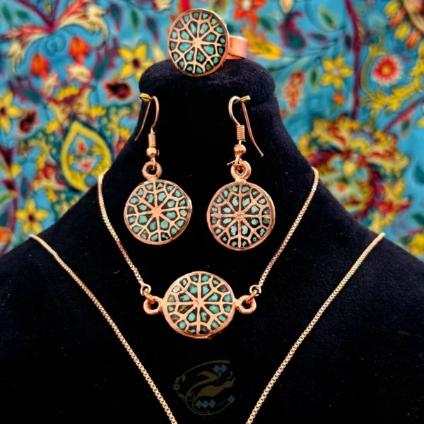 ست زیورآلات مسی فیروزه کوبی مدل 9