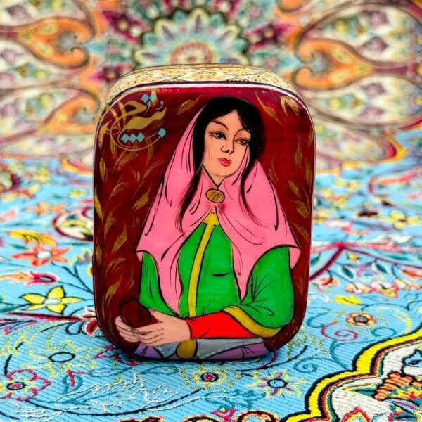 جعبه جاسکه ای خاتم کاری طرح خاتون