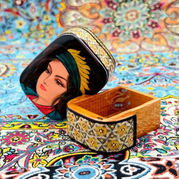 جعبه جاسکه ای خاتم کاری طرح رخ