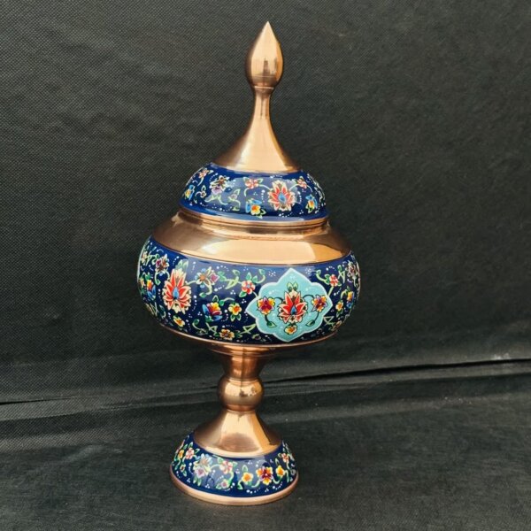 شکلات خوری مس و پرداز ارتفاع 34 با جعبه مخمل