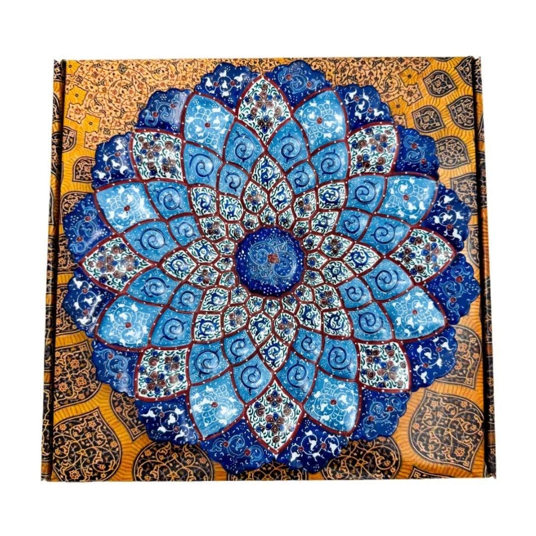 بشقاب میناکاری دیوارکوب 30 سانتی با جعبه سنتی