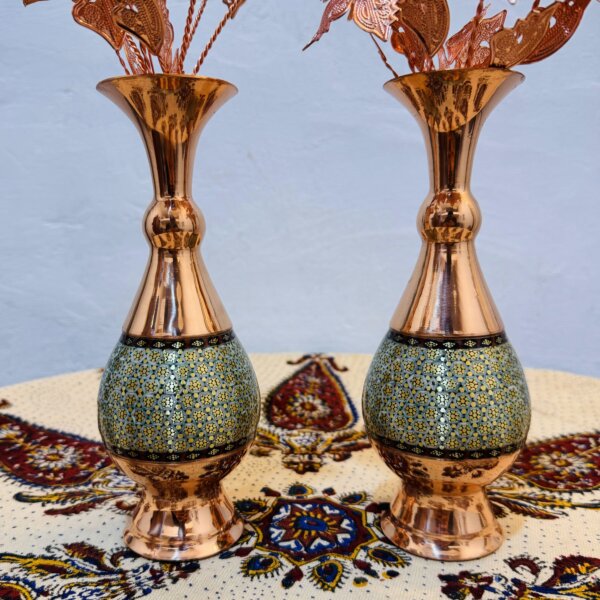 ست هدیه اداری خاتم کاری گلدان و رومیزی قلمکاری