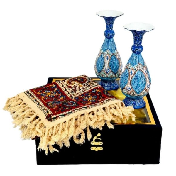 ست اداری رومیزی قلمکاری و گلدان مسی میناکاری 20