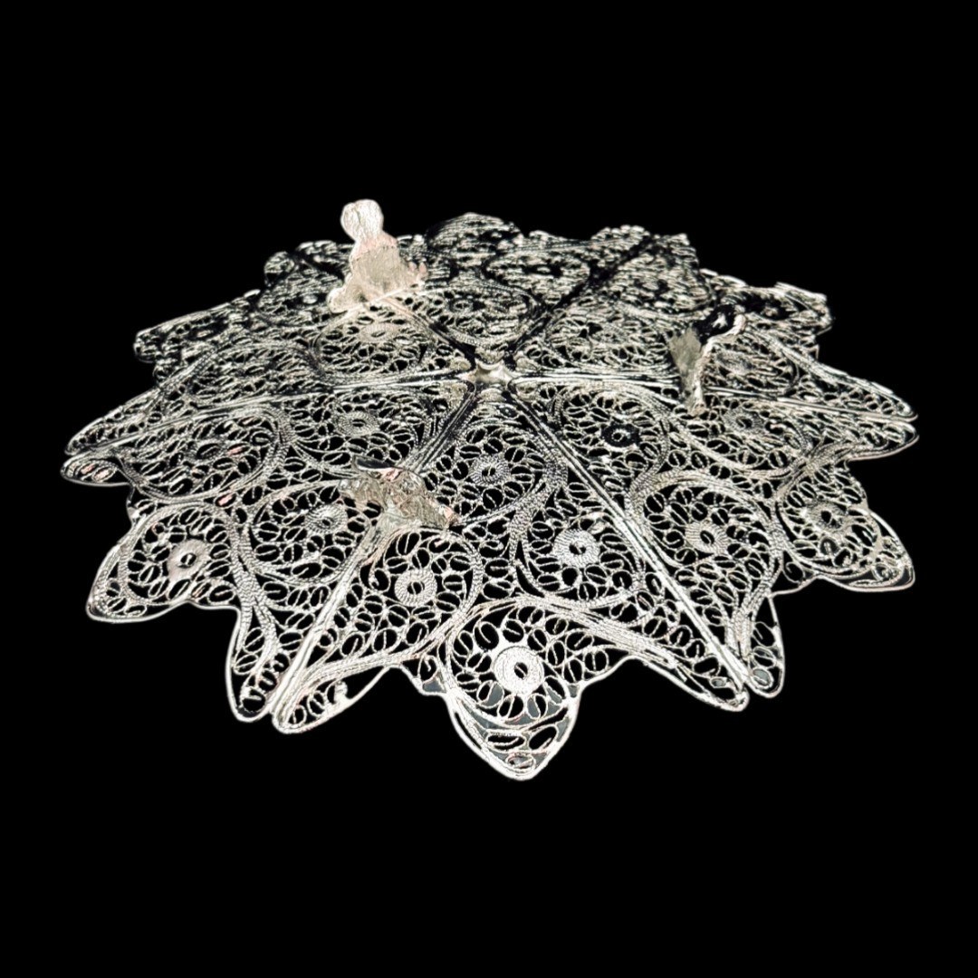 ظروف ملیله کاری شیرینی خوری خیاری پایه کوتاه