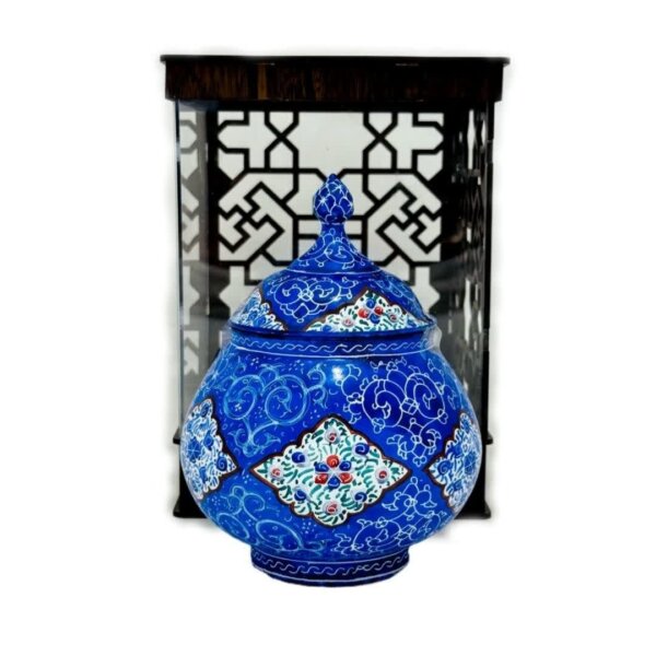 قندان میناکاری مسی به همراه پلکسی مشبک