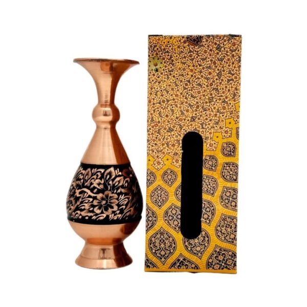 گلدان مسی الماس تراش 20 سانتی با جعبه سنتی