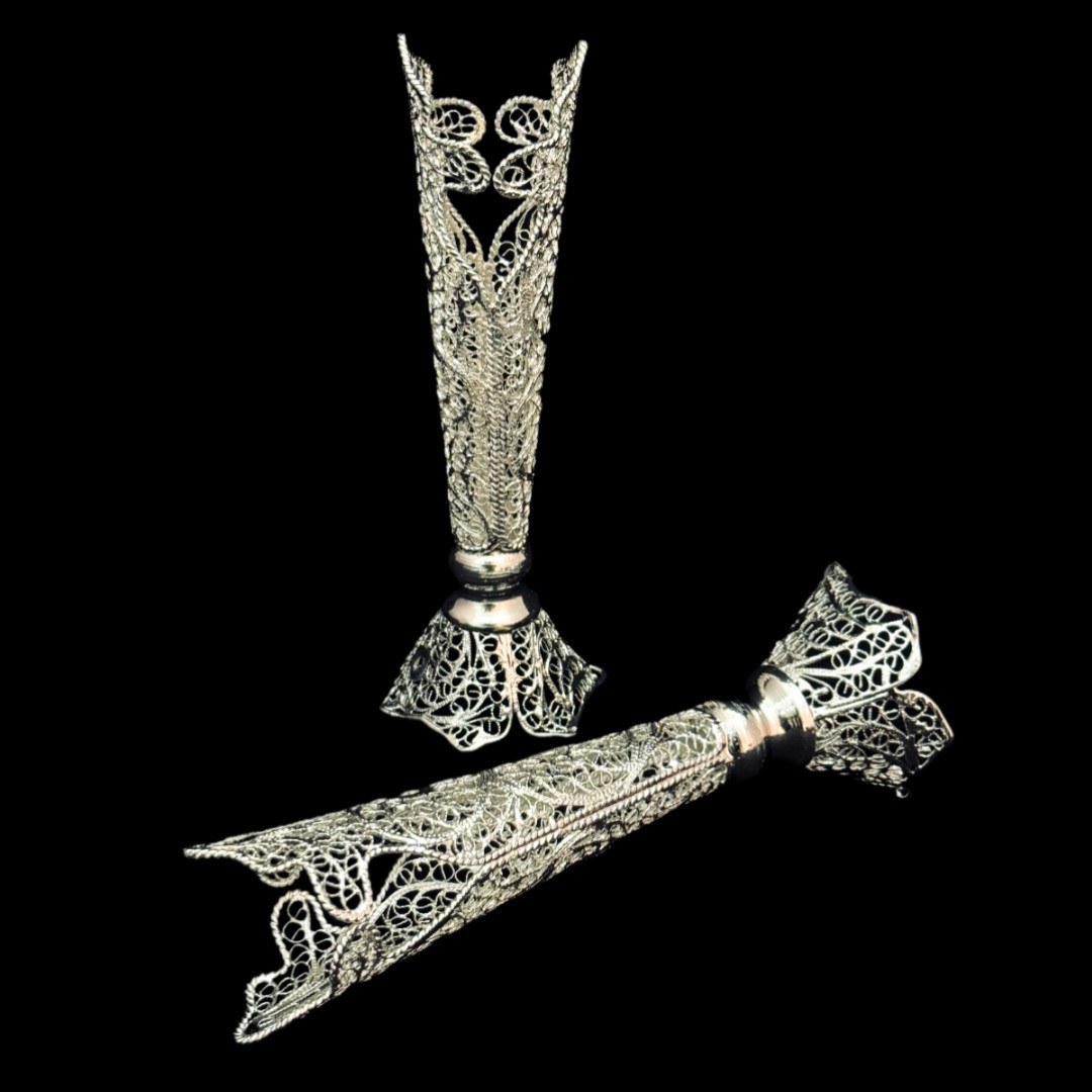 ظروف ملیله کاری گلدان قلمی 20 سانتی