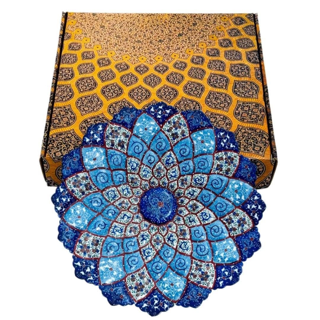 بشقاب میناکاری دیوارکوب 30 سانتی با جعبه سنتی