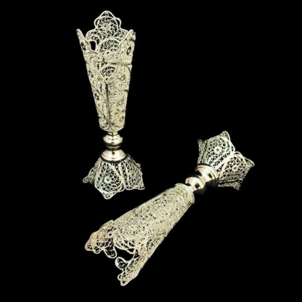پک هدیه نقره ملیله کاری گلدان قلبی با شکلات خوری لب گرد