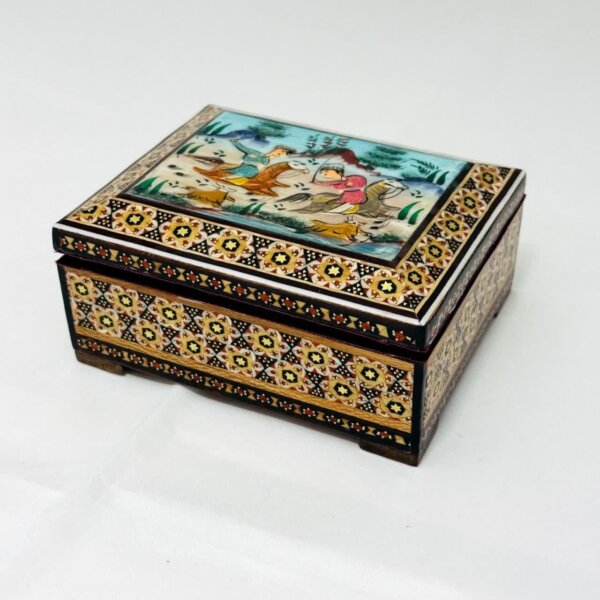 جعبه خاتم کاری استخونی مدل چوگان 10در12