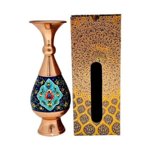 گلدان مس و پرداز مدل صراحی ارتفاع 25 با جعبه سنتی