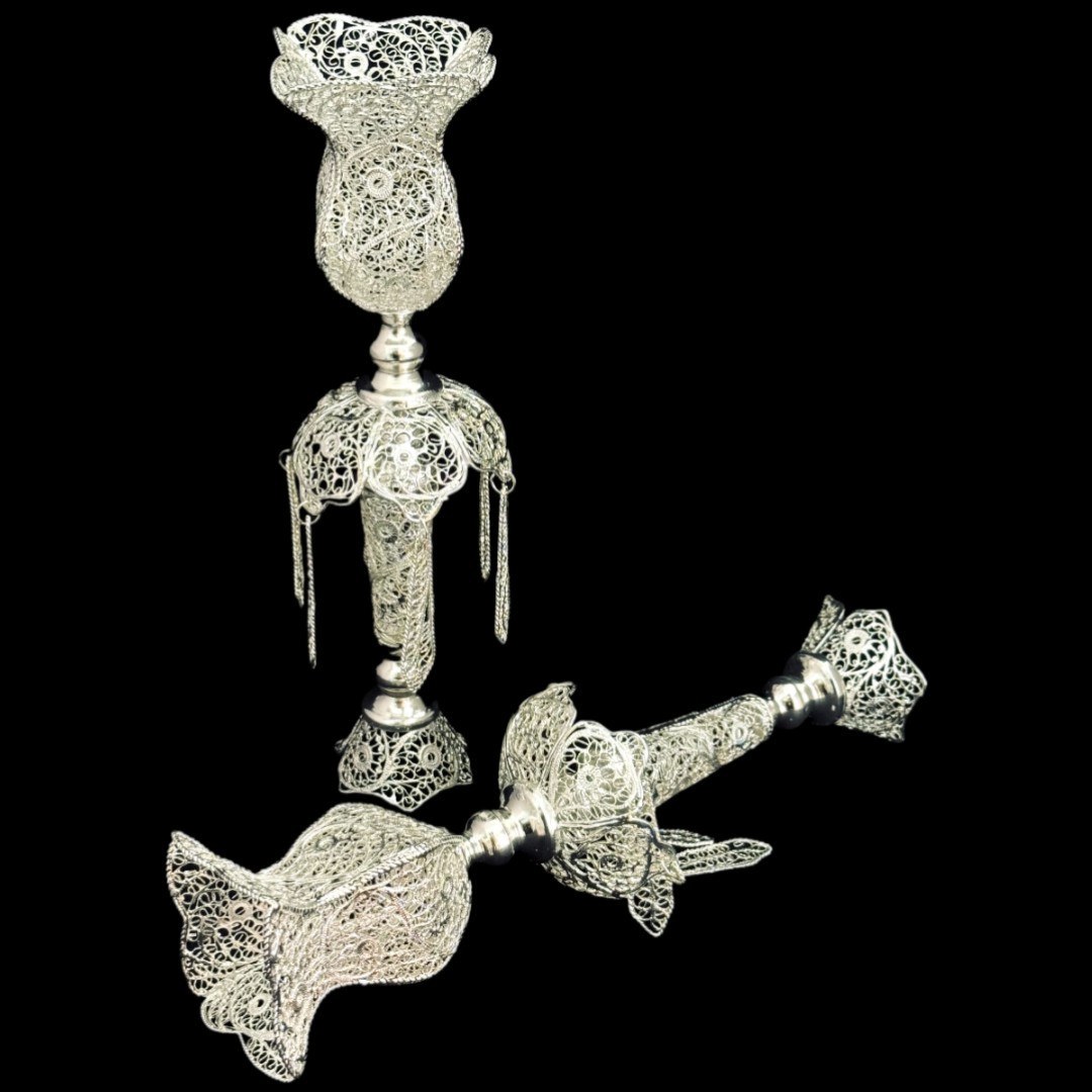 ظروف ملیله کاری لاله شمعدانی 30 سانتی