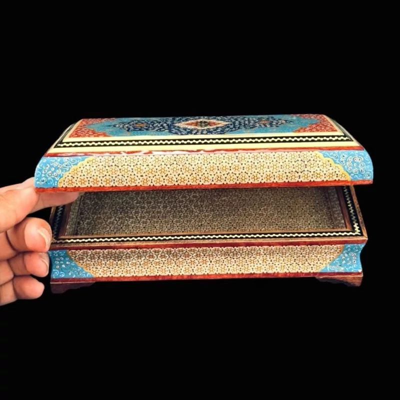 نمای نیمه باز جعبه خاتم کاری تمام خاتم بوتچی