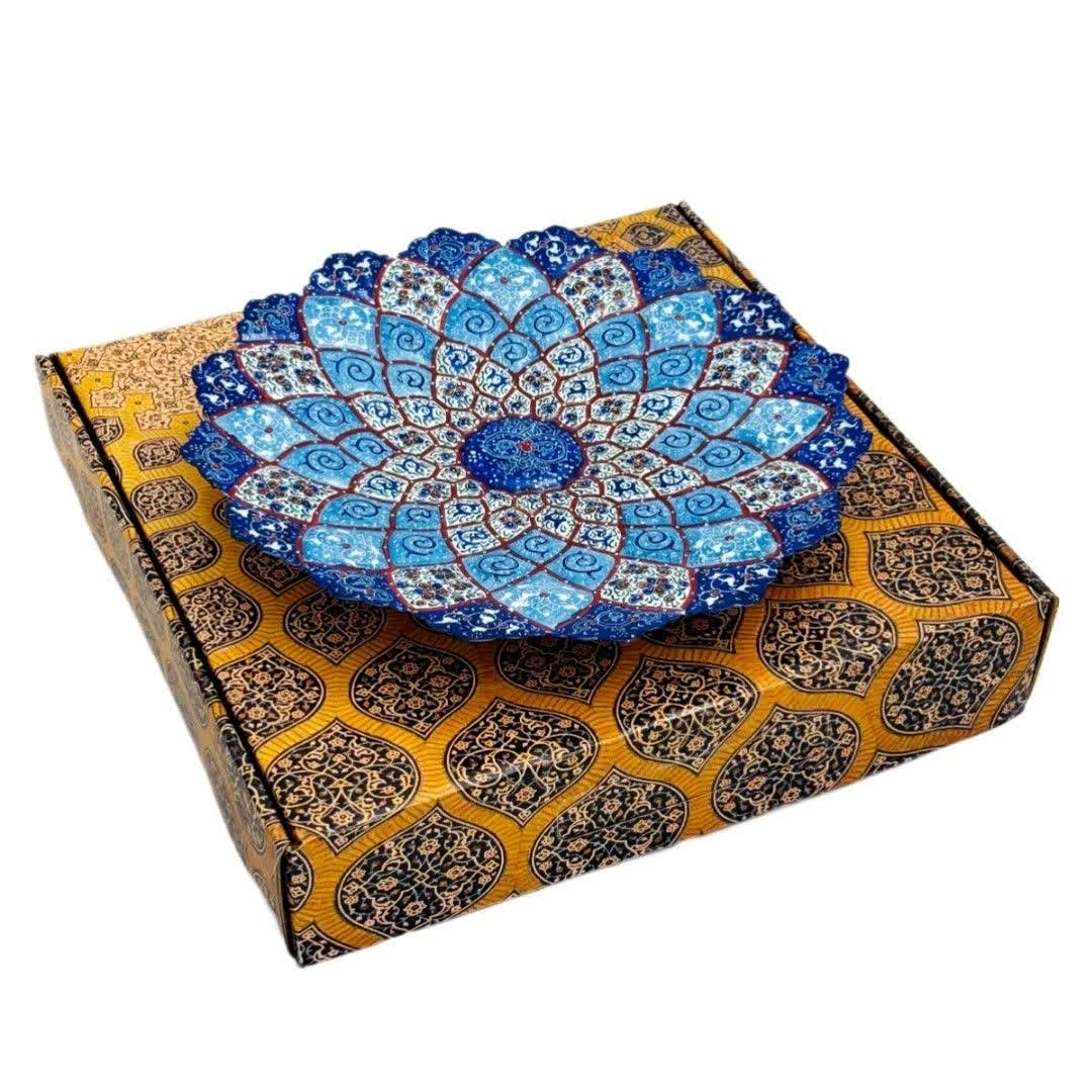 بشقاب میناکاری دیوارکوب 30 سانتی با جعبه سنتی