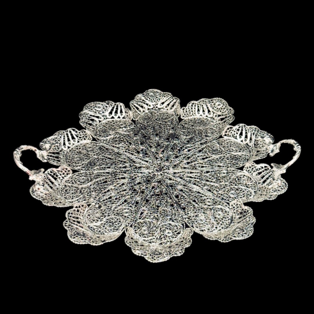 ظروف ملیله کاری سینی گرد 10 گوش