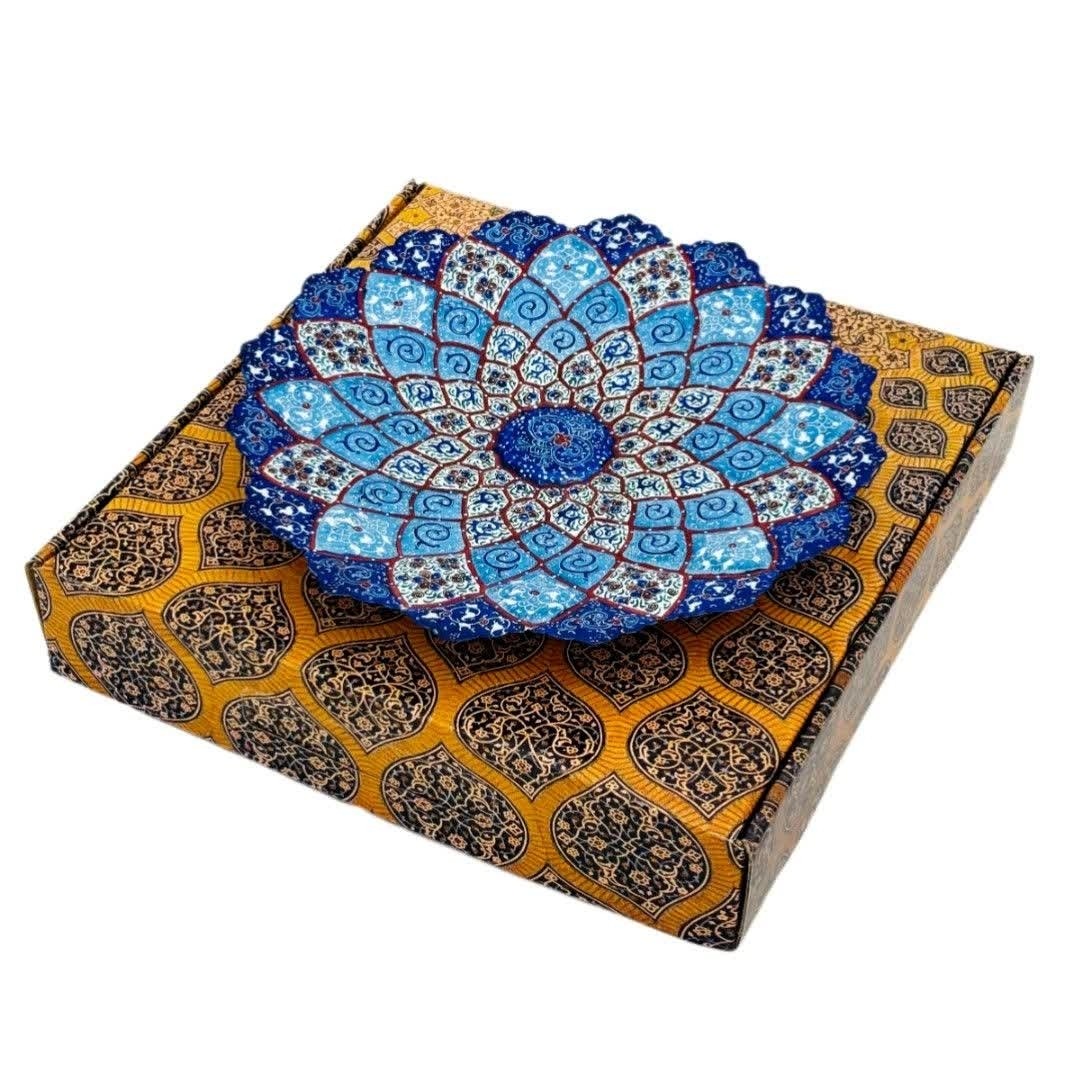 بشقاب میناکاری دیوارکوب 30 سانتی با جعبه سنتی