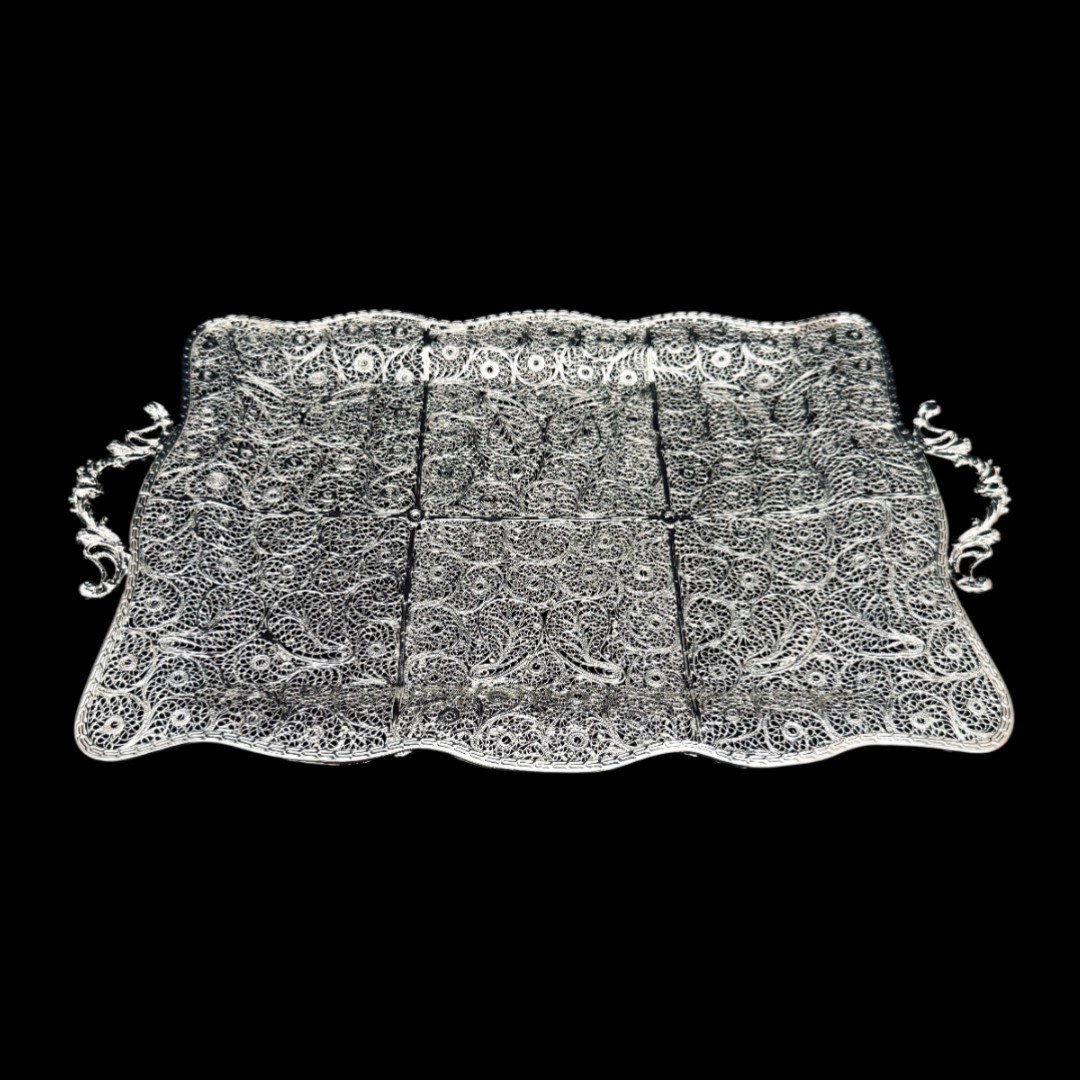 ظروف ملیله کاری سینی پروانه دال بری