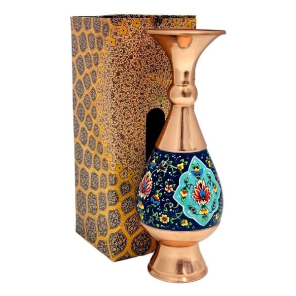 گلدان مس و پرداز مدل صراحی ارتفاع 25 با جعبه سنتی