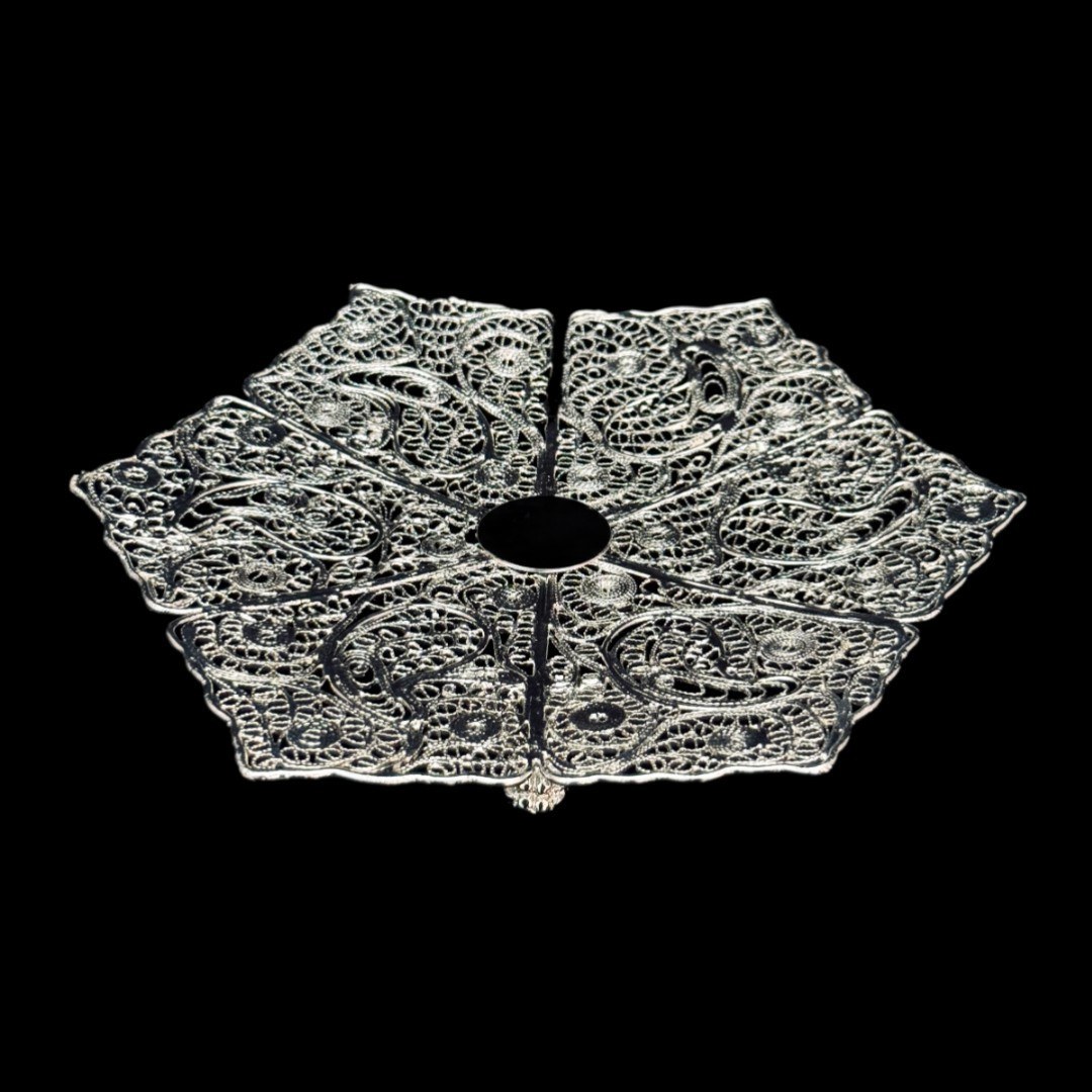 ظروف ملیله کاری شیرینی خوری 6 ضلعی پایه کوتاه