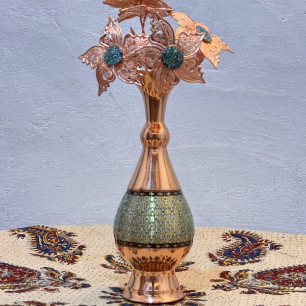 ست هدیه اداری خاتم کاری گلدان و رومیزی قلمکاری