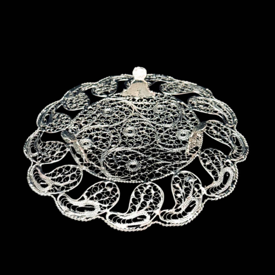 ظروف ملیله کاری شیرینی خوری دورترمه پایه کوتاه