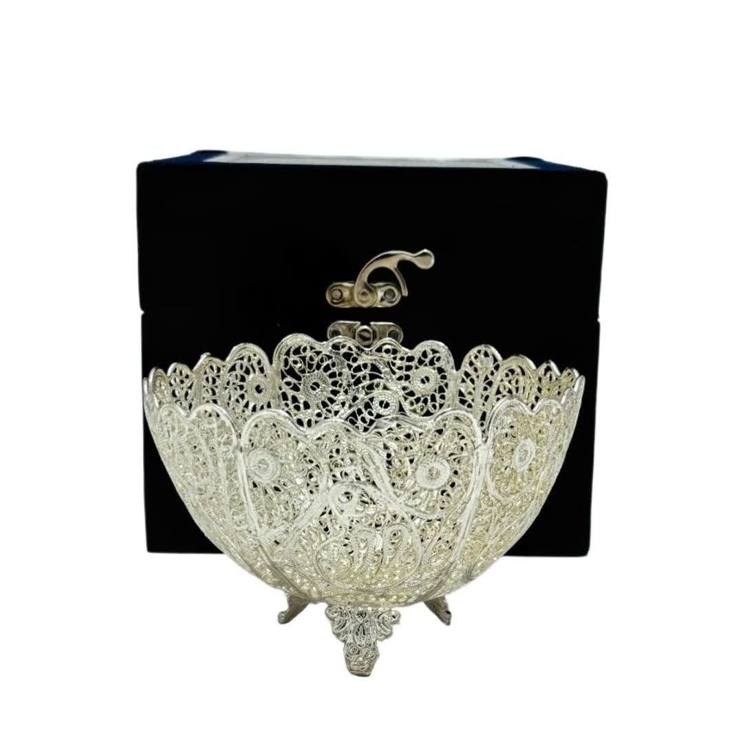 قندان نقره ملیله کاری به همراه جعبه هدیه