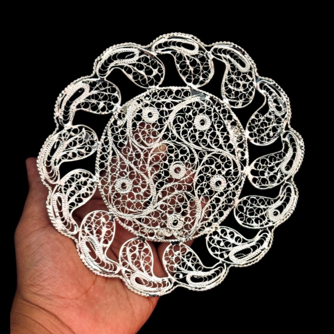 ظروف ملیله کاری شیرینی خوری دورترمه پایه کوتاه