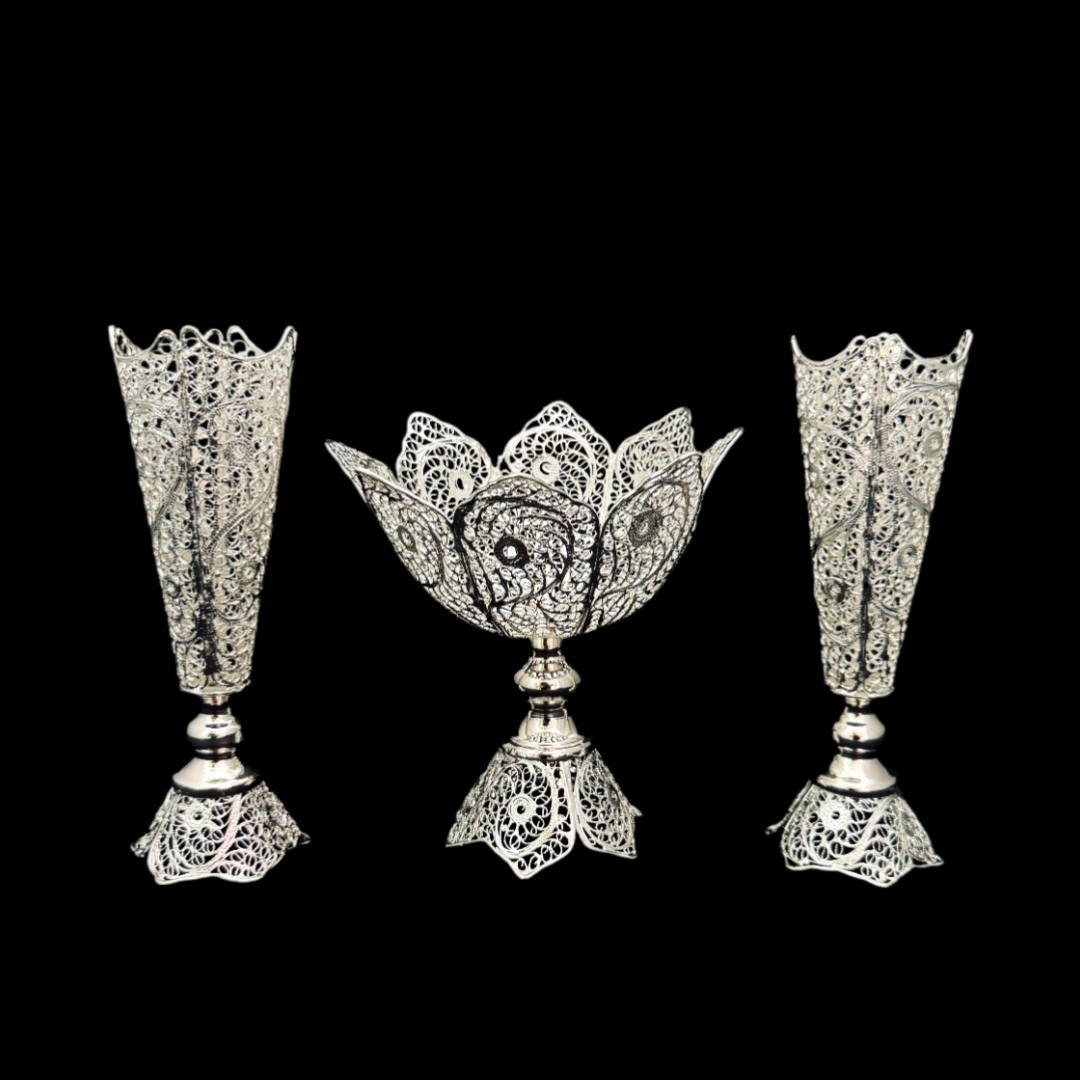 ظروف ملیله کاری کاسه شماره 1 و گلدان تنه خمری