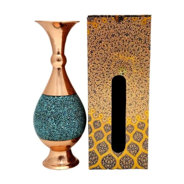 گلدان فیروزه کوب ارتفاع 25 سانت با جعبه سنتی