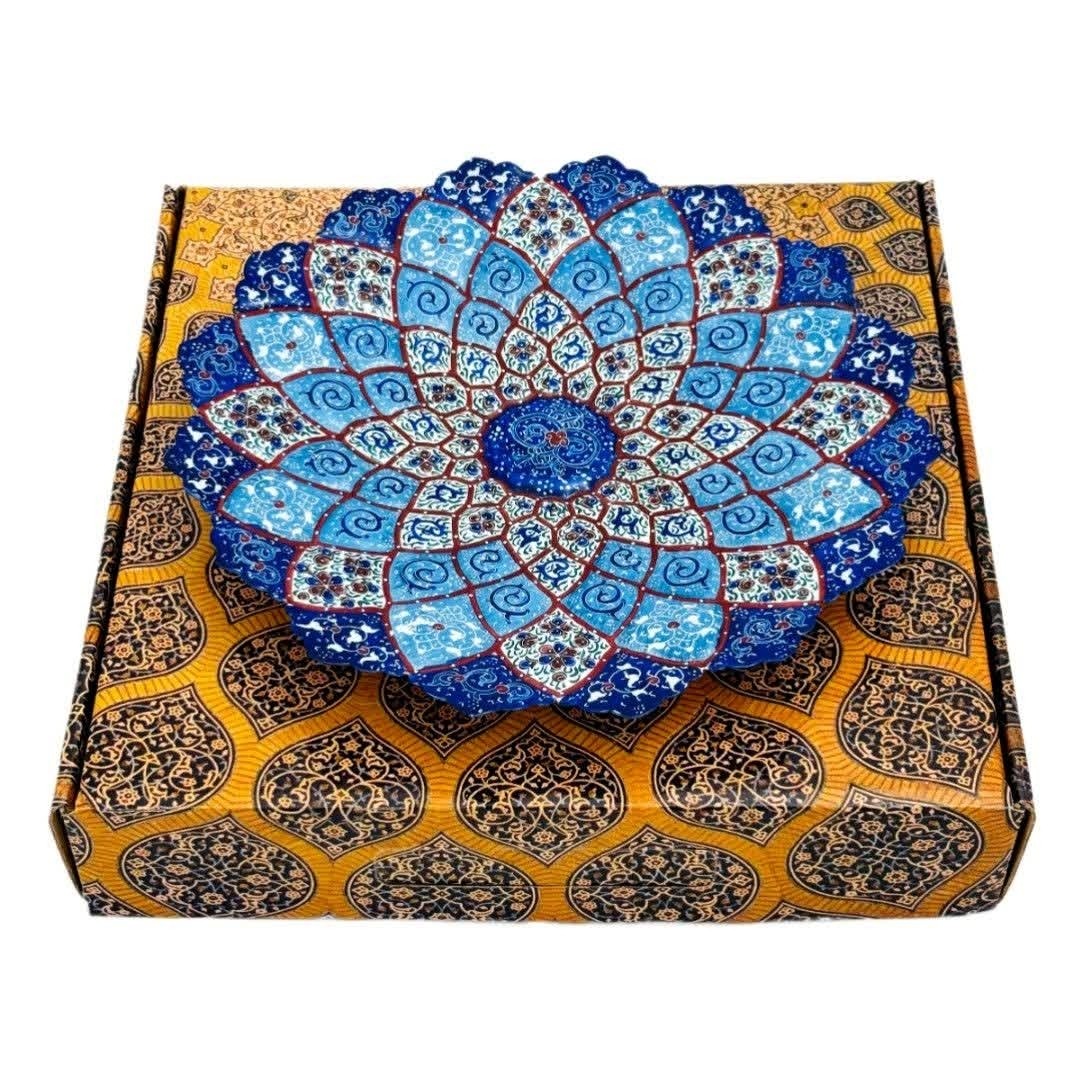 بشقاب میناکاری دیوارکوب 30 سانتی با جعبه سنتی