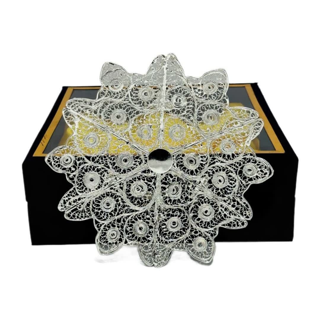 شیرینی خوری نقره ملیله کاری به همراه جعبه مخمل