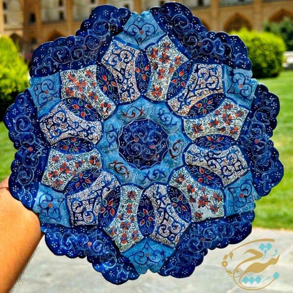 بشقاب میناکاری دیوارکوب 25سانتی با جعبه سنتی