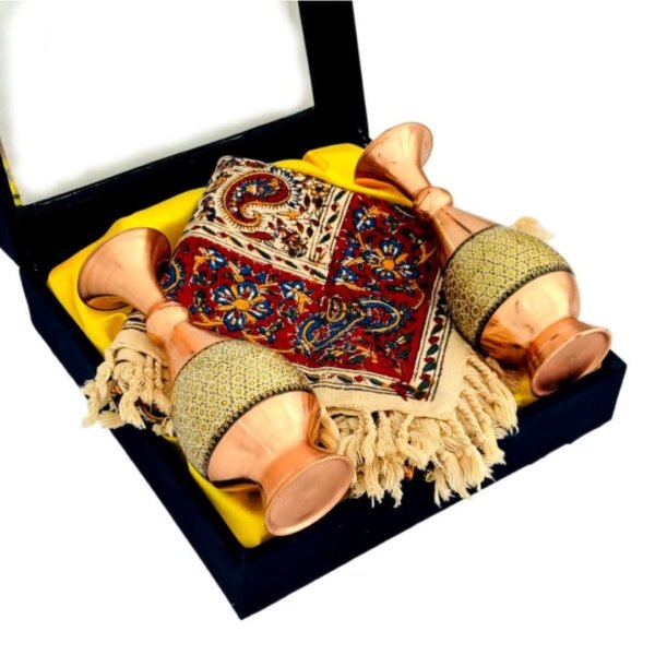 ست هدیه اداری خاتم کاری گلدان و رومیزی قلمکاری