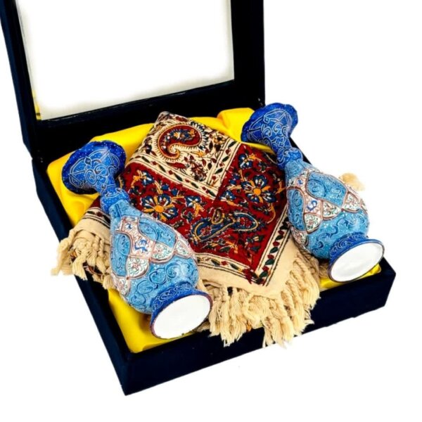 ست اداری رومیزی قلمکاری و گلدان مسی میناکاری 20