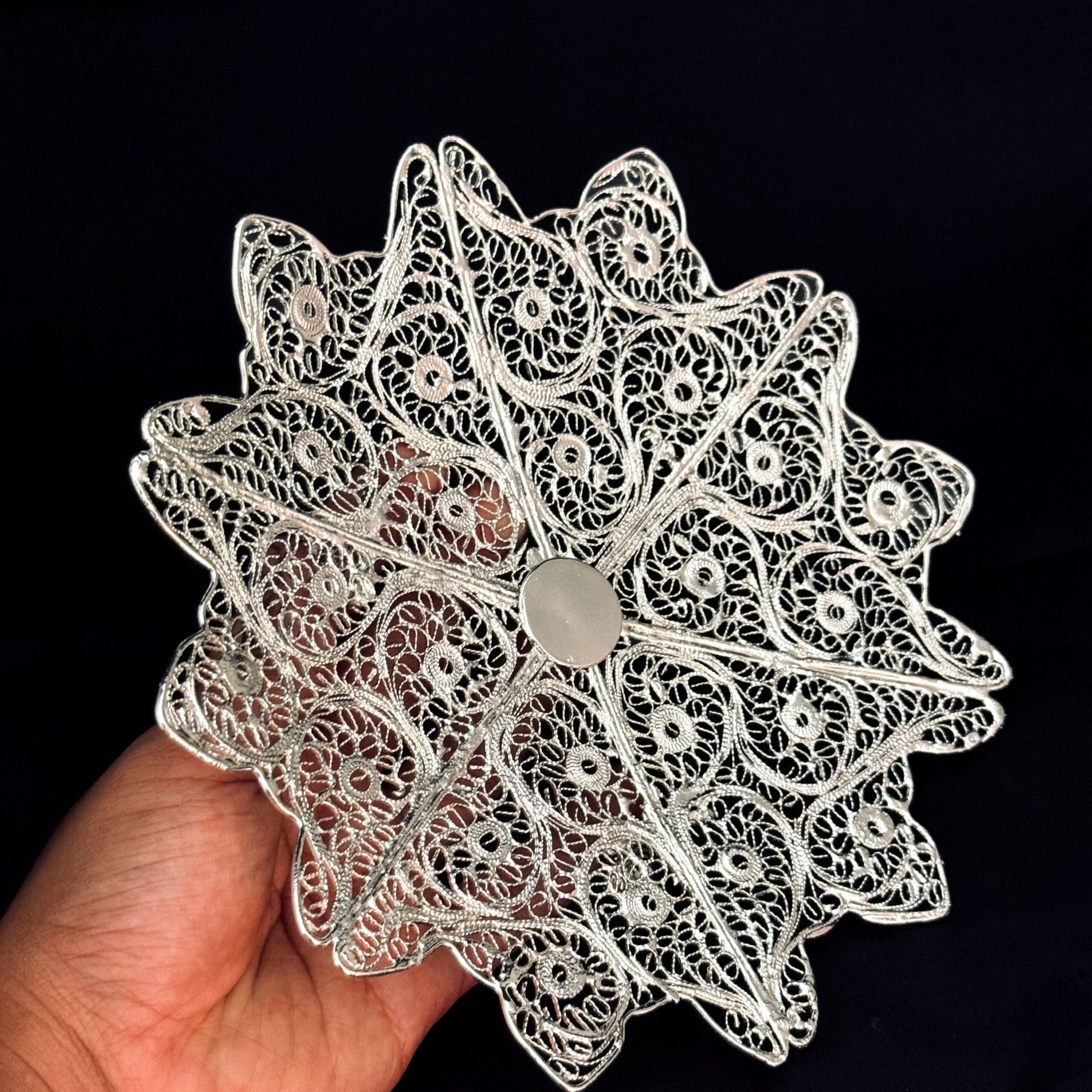 ظروف ملیله کاری شیرینی خوری خیاری پایه کوتاه