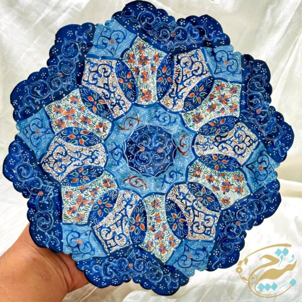بشقاب میناکاری دیوارکوب 25سانتی با جعبه سنتی