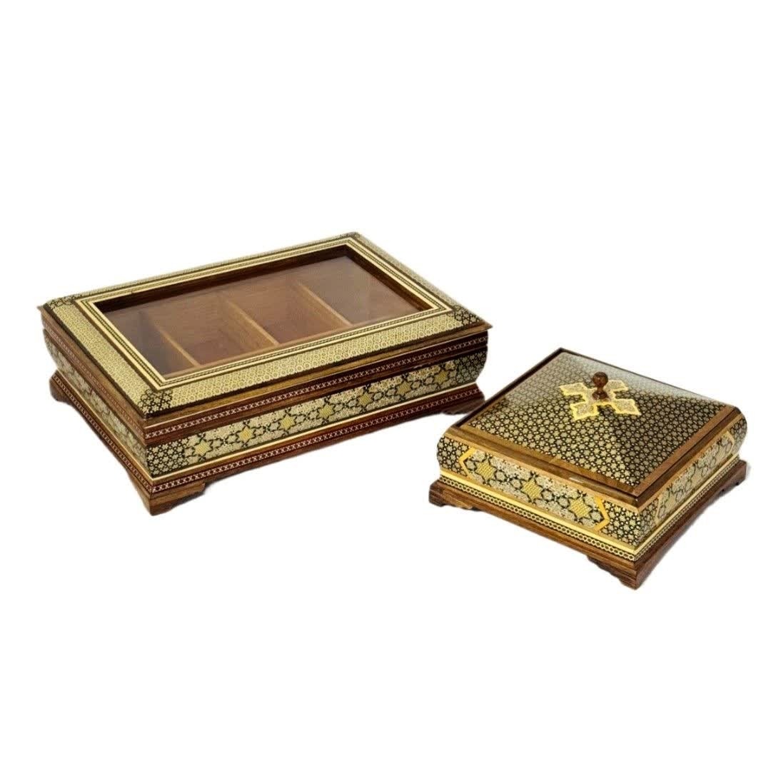 ست جعبه های پذیرایی خاتم کاری مدل توپی