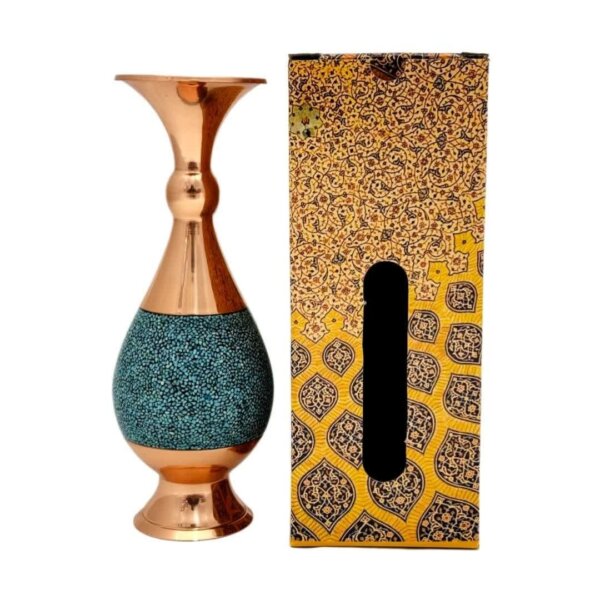 گلدان فیروزه کوبی 20 سانتی با جعبه سنتی