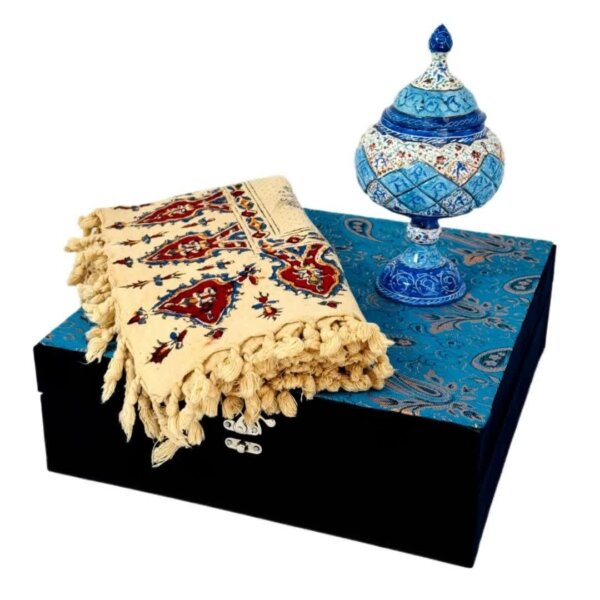 ست هدیه میناکاری شکلات خوری و رومیزی قلمکاری