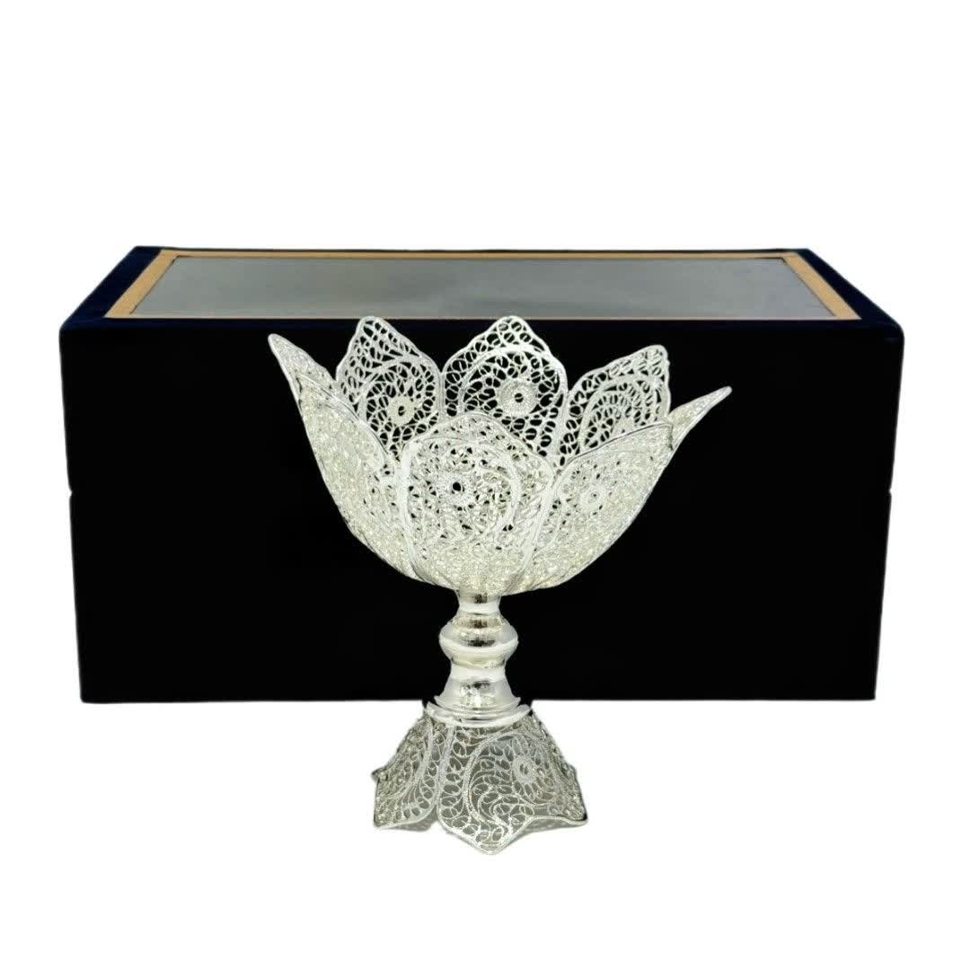 ست هدیه ظروف نقره ملیله کاری آجیل خوری گیلاسی سایز 1