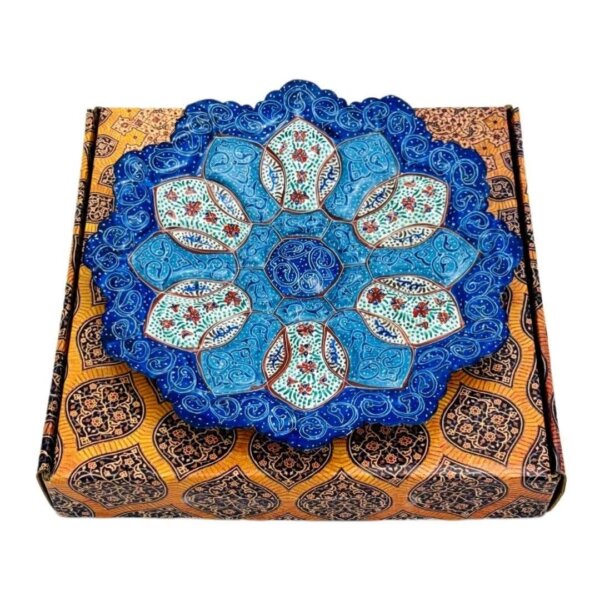 بشقاب میناکاری دیوارکوب 25سانتی با جعبه سنتی