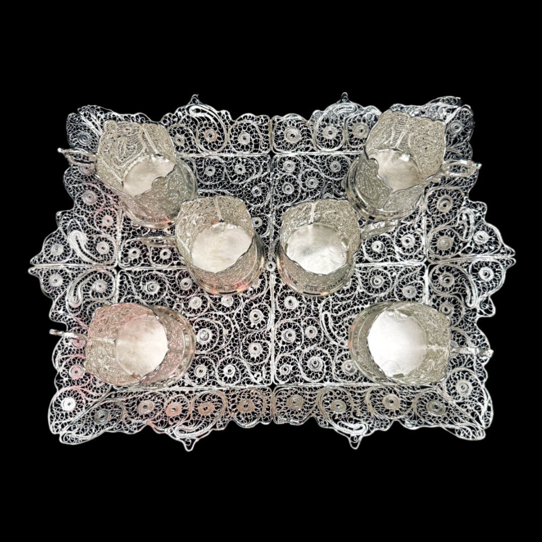 ظروف ملیله کاری ست پذیرایی چای خوری 12