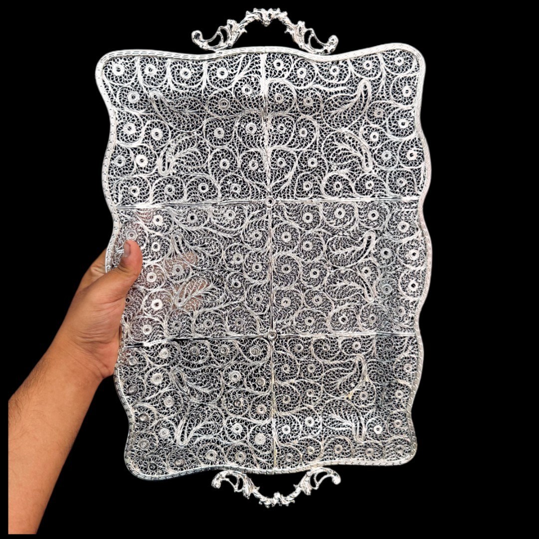 ظروف ملیله کاری سینی پروانه دال بری