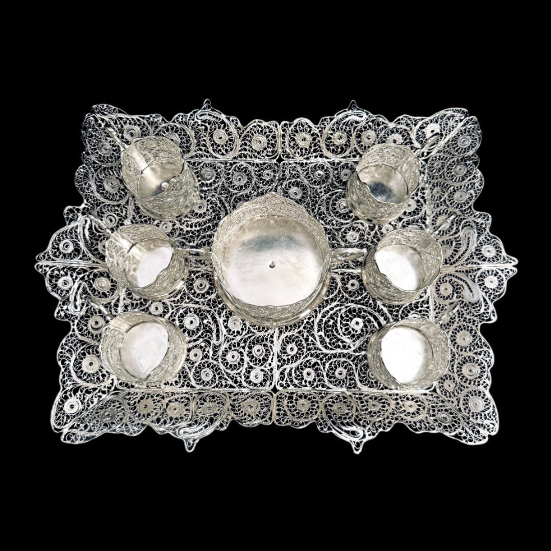 ظروف ملیله کاری ست پذیرایی چای خوری 3