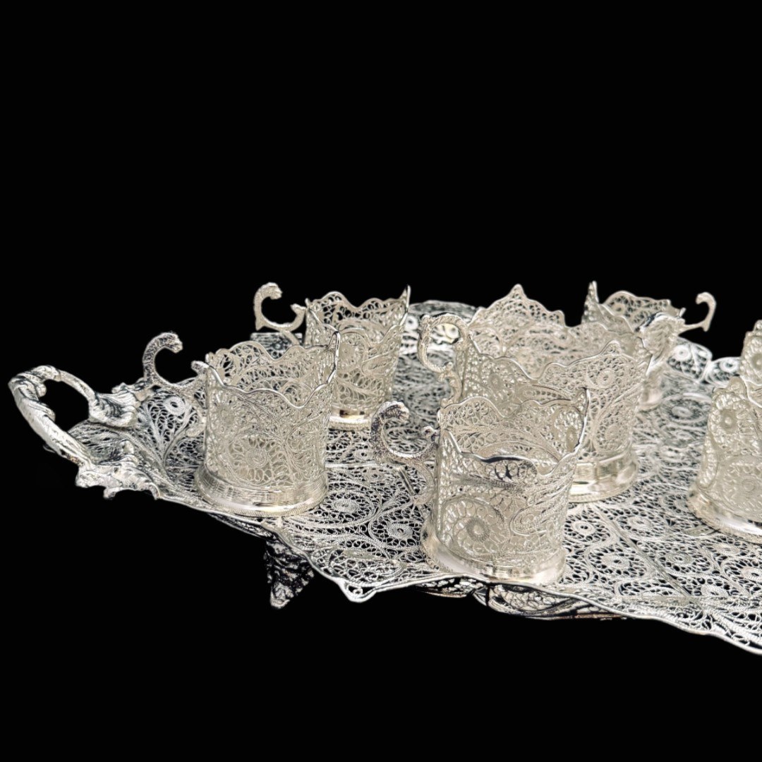 ظروف ملیله کاری ست پذیرایی چای خوری 4