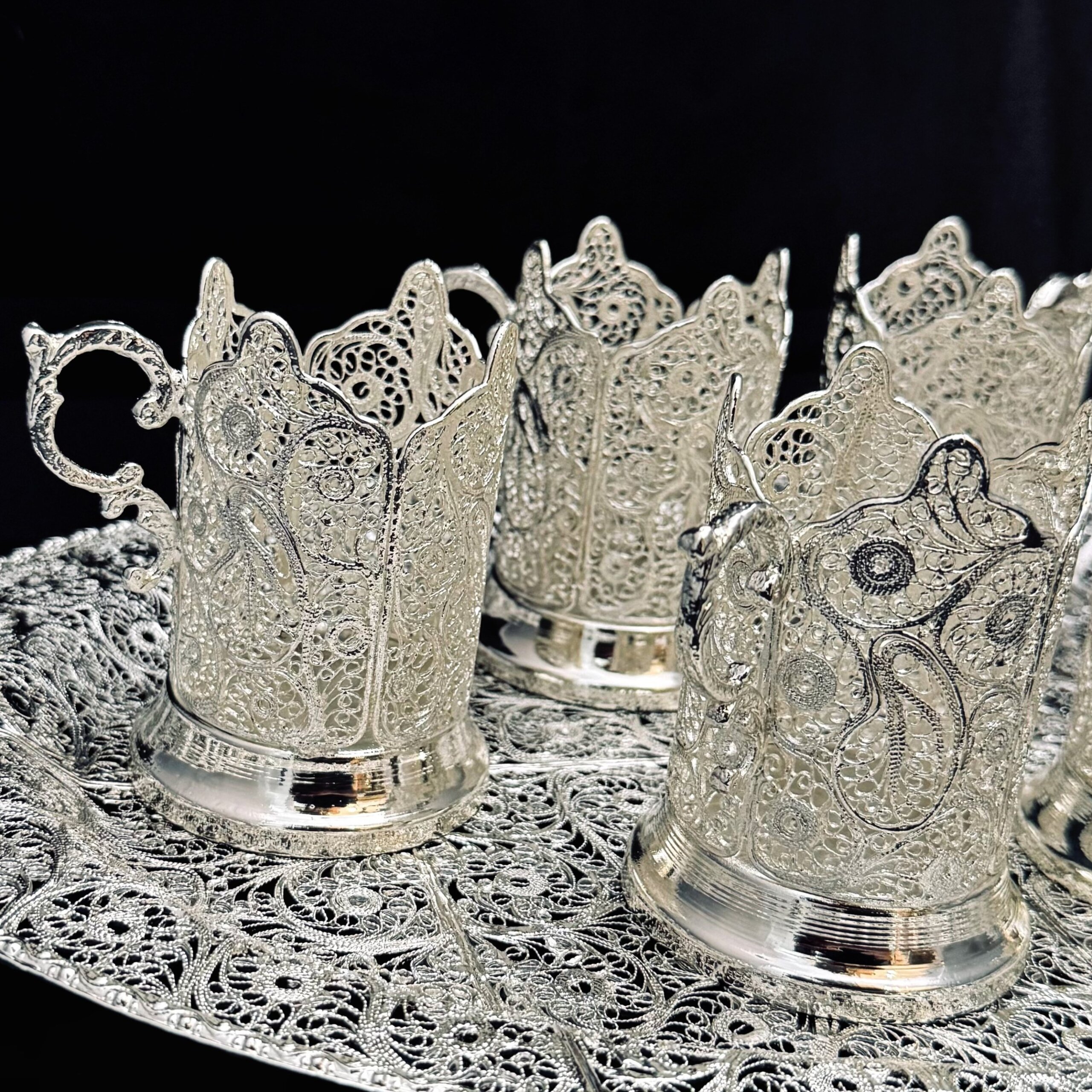 ظروف ملیله کاری ست پذیرایی چای خوری 9