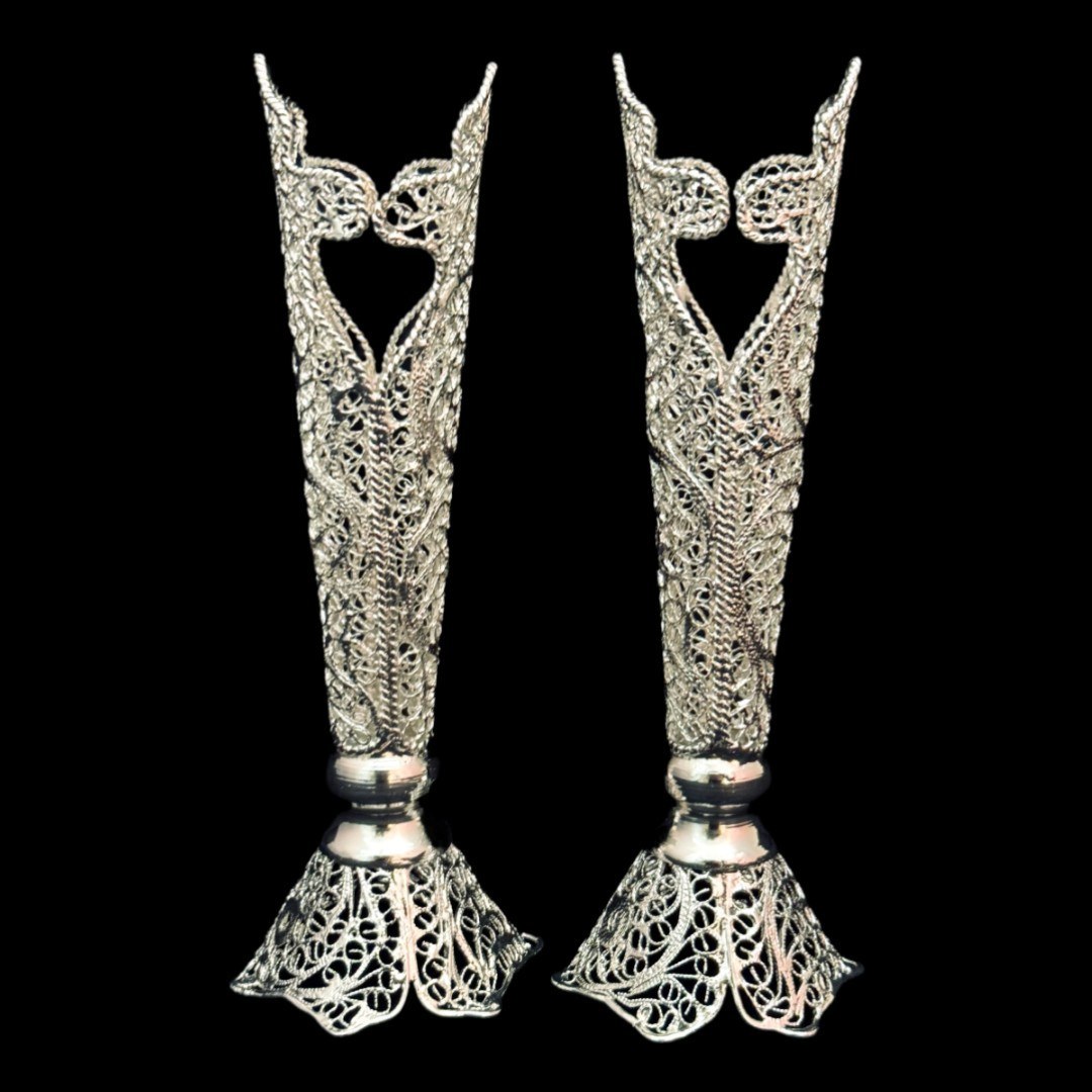 ظروف ملیله کاری گلدان قلمی 20 سانتی