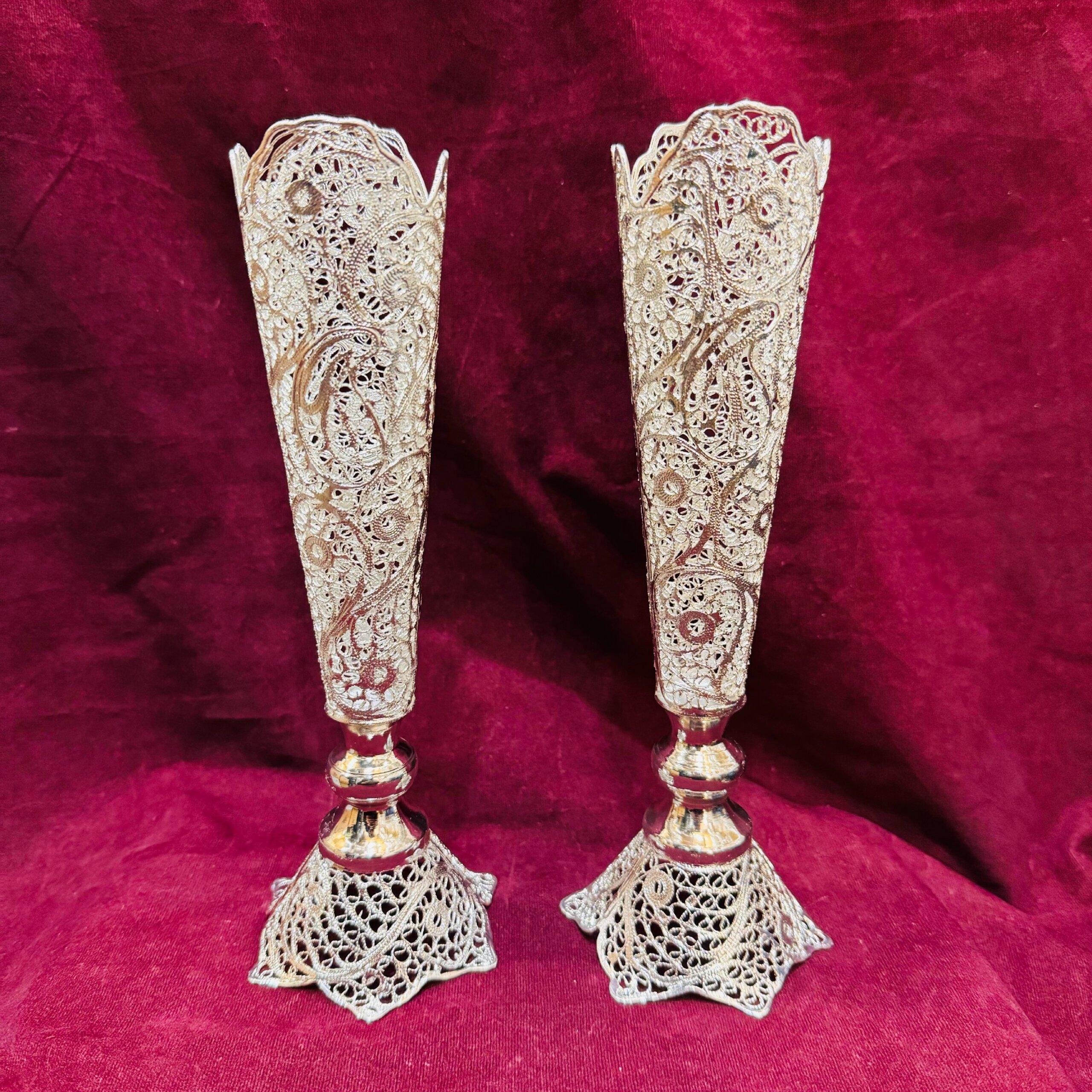 پک هدیه صنایع دستی ملیله کاری گلدان مدادی و ترمه