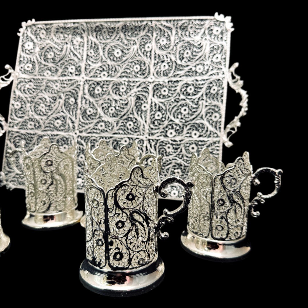 ظروف ملیله کاری ست پذیرایی چای خوری 10