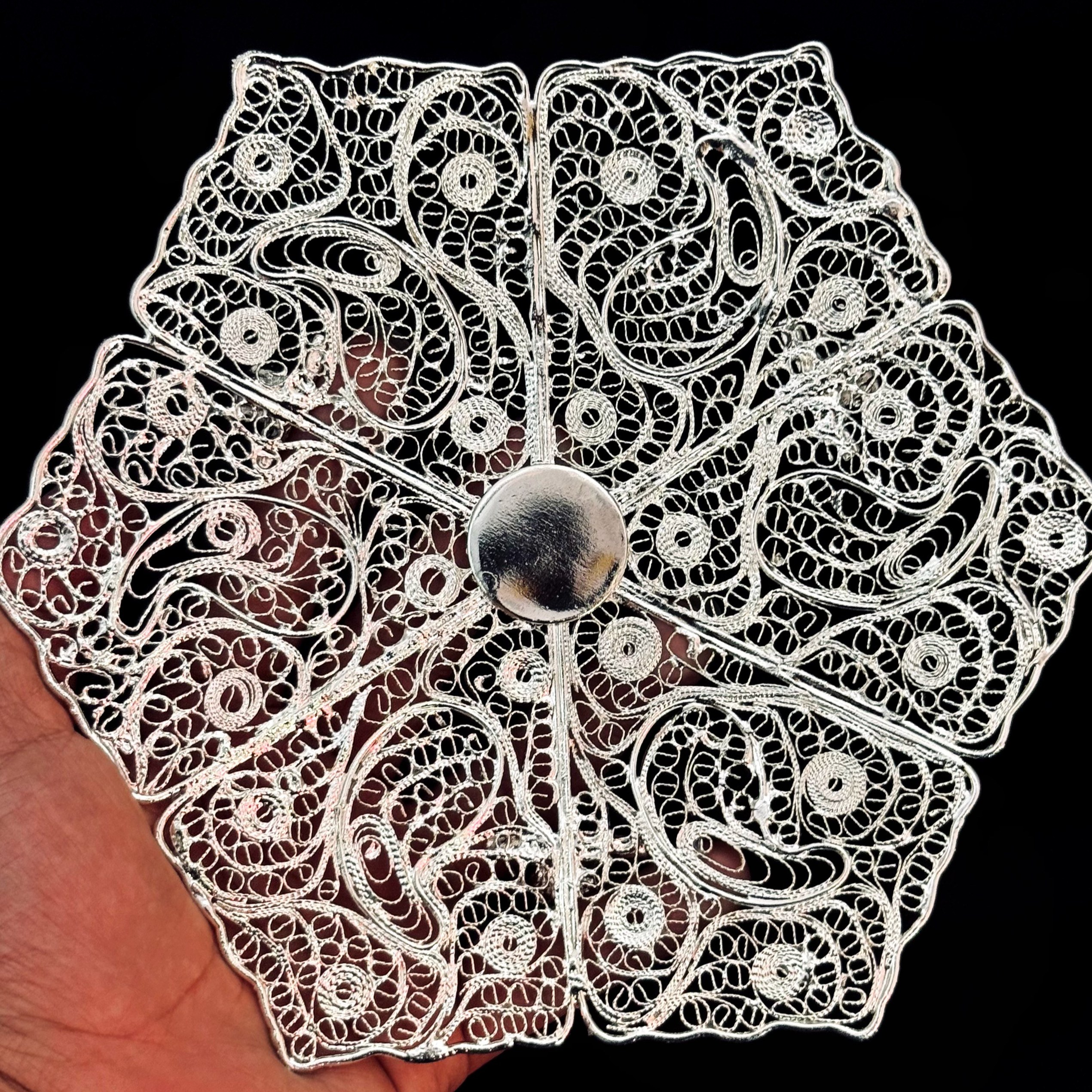 ظروف ملیله کاری شیرینی خوری 6 ضلعی پایه کوتاه